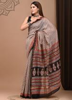 Chanderi Silk Multi Colour Festival Wear Printed Saree